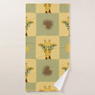 Seamless tropical pattern with giraffe and palm le bath towel