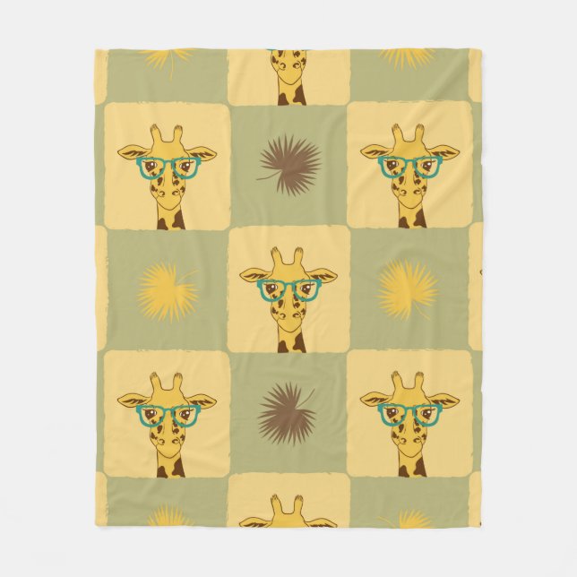 Seamless tropical pattern with giraffe and palm le fleece blanket (Front)