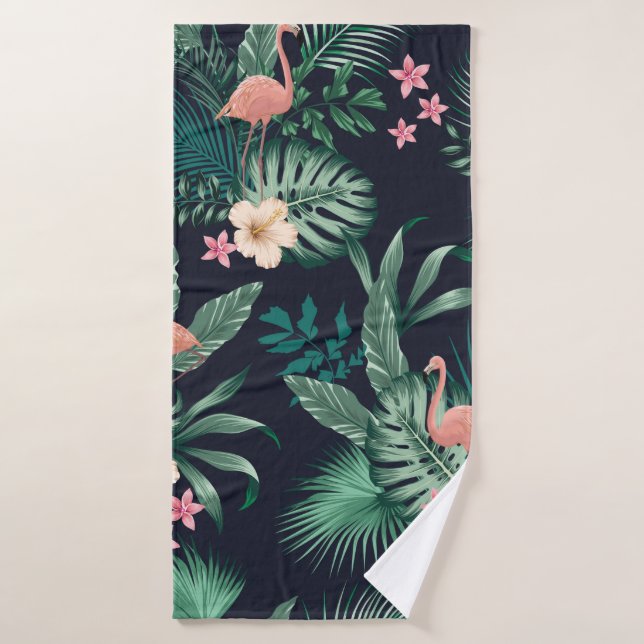  seamless tropical pattern with lush foliage, flow bath towel (Bath Towel)