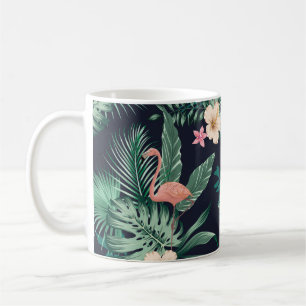 seamless tropical pattern with lush foliage, flow coffee mug
