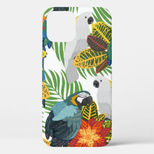 Seamless tropical pattern with parrots.  iPhone 12 case