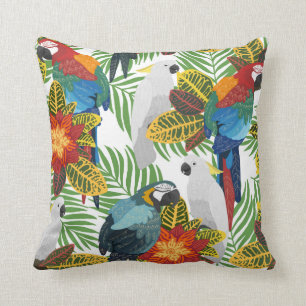 Seamless tropical pattern with parrots.  cushion