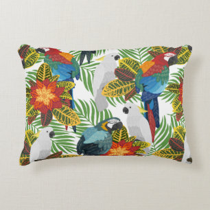Seamless tropical pattern with parrots.  decorative cushion
