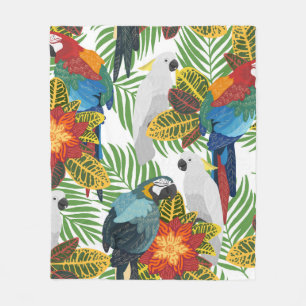 Seamless tropical pattern with parrots.  fleece blanket