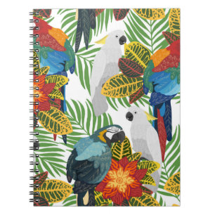 Seamless tropical pattern with parrots.  notebook