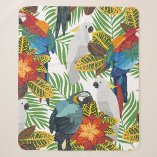 Seamless tropical pattern with parrots.  sherpa blanket