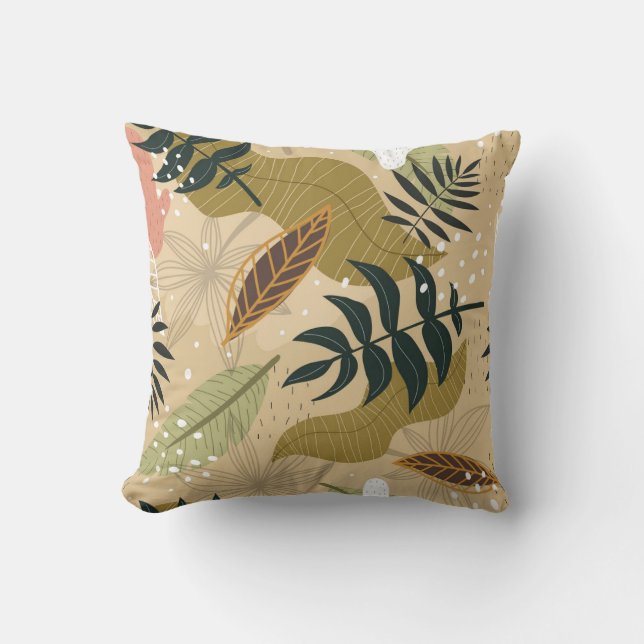 Seamless tropical pattern with plants, leaves, dec cushion (Front)