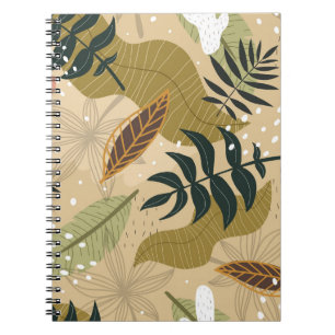 Seamless tropical pattern with plants, leaves, dec notebook