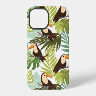 Seamless tropical pattern with toucan and palm lea iPhone 12 case