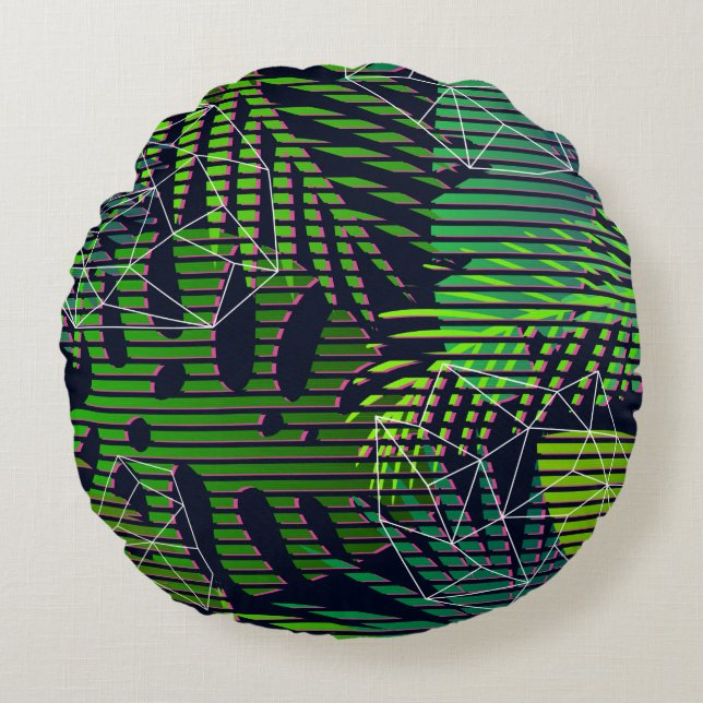 Seamless tropical pattern with tropical plants. Ha Round Cushion (Front)