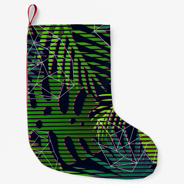 Seamless tropical pattern with tropical plants. Ha Small Christmas Stocking (Front)