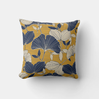 Seamless tropical plant and leaf pattern backgroun cushion