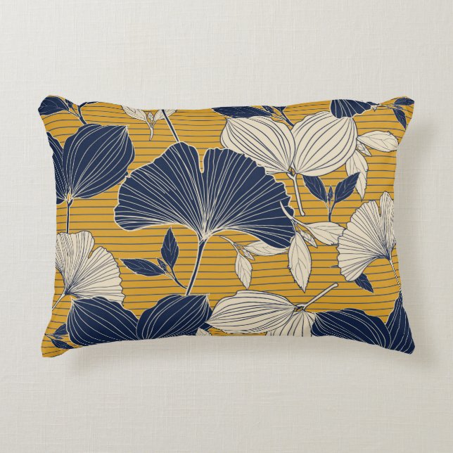 Seamless tropical plant and leaf pattern backgroun decorative cushion (Front)