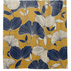 Seamless tropical plant and leaf pattern backgroun shower curtain