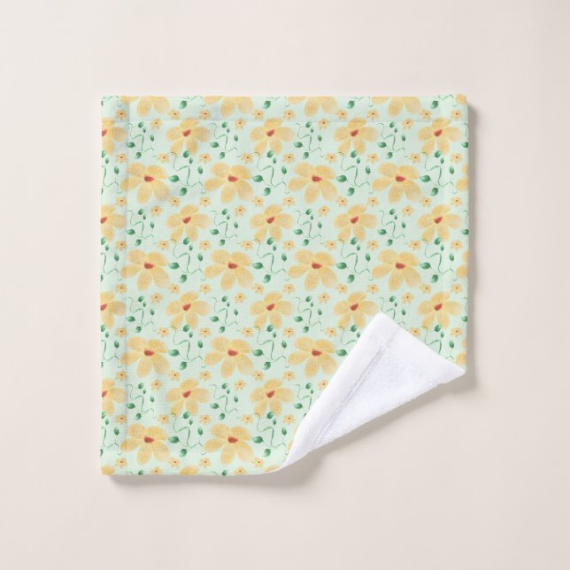 Seamless tropical yellow floral pattern  wash cloth (Wash Cloth)