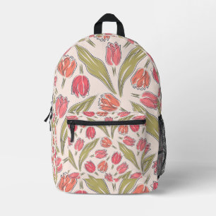 Seamless Tulip Floral Pattern – Vintage Botanical  Printed Backpack