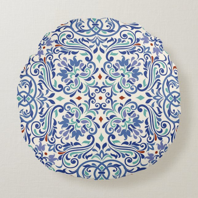 Seamless turkish colorful pattern. Endless pattern Round Cushion (Front)