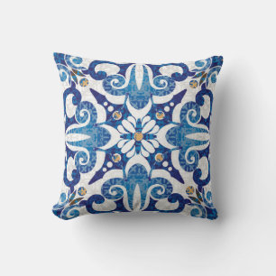 Seamless turkish colourful pattern. Vintage multic Cushion
