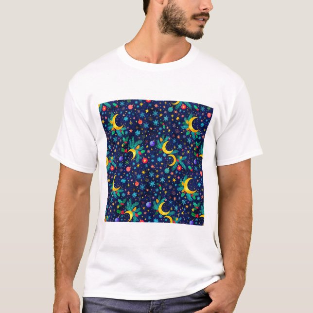 Seamless Twinkle Starry Night Pattern T-Shirt (Front)