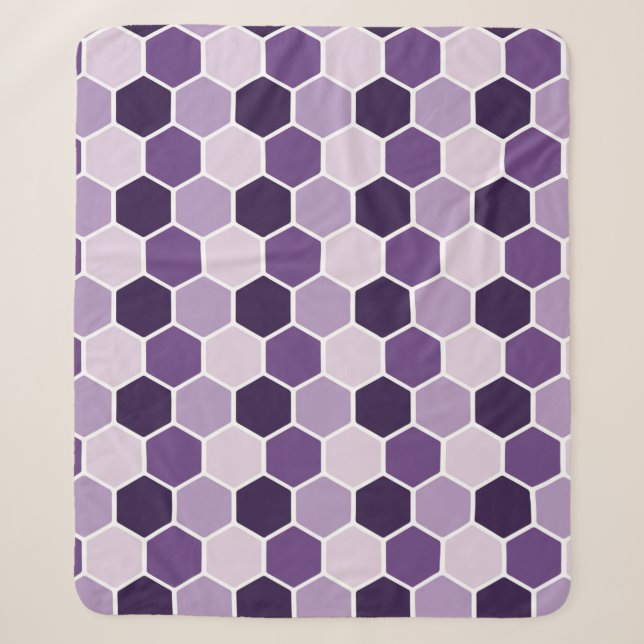 Seamless ultraviolet hexagon pattern. Honeycomb co Sherpa Blanket (Front)