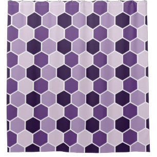 Seamless ultraviolet hexagon pattern. Honeycomb co Shower Curtain