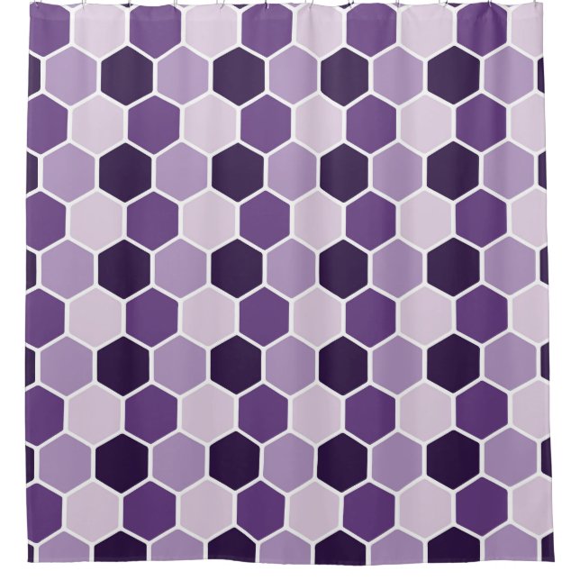 Seamless ultraviolet hexagon pattern. Honeycomb co Shower Curtain (Front)