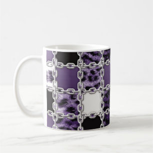 Seamless ultraviolet leopard and silver chain patt coffee mug