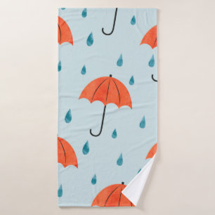 Seamless umbrellas and rain drops pattern. Waterco Bath Towel