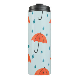 Seamless umbrellas and rain drops pattern. Waterco Thermal Tumbler