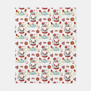 Seamless Valentine Pattern Christmas Santa, flower Fleece Blanket