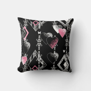 Seamless Valentines Day love black pattern hearts Cushion
