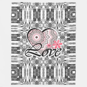 Seamless Valentine's Day Love grey white red patte Fleece Blanket