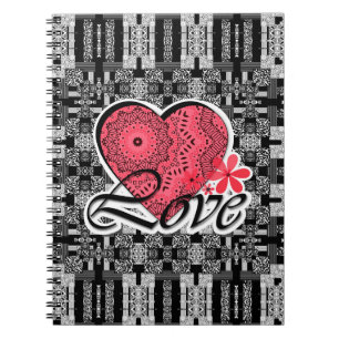 Seamless Valentine's Day Love oarnamental decor pa Notebook