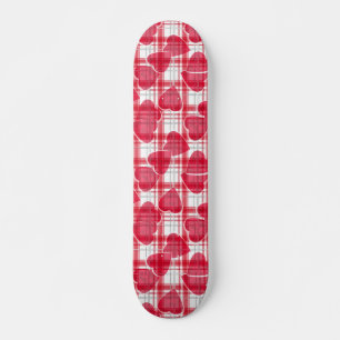 Seamless Valentines Day red hearts checkered plaid Skateboard
