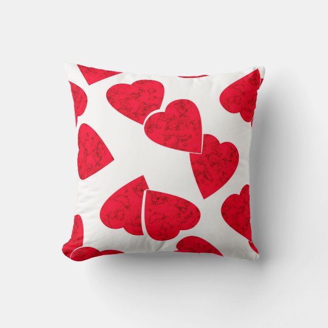 Seamless Valentines Day red hearts white pattern b Cushion (Front)