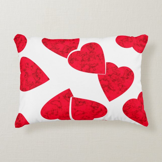 Seamless Valentines Day red hearts white pattern b Decorative Cushion (Front)