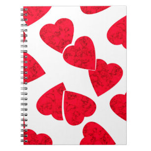 Seamless Valentines Day red hearts white pattern b Notebook