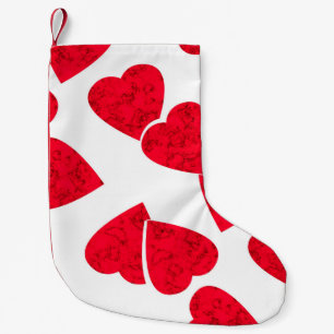 Seamless Valentines Day red hearts white pattern b Small Christmas Stocking