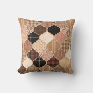 Seamless Various Textured Moroccan Tile Pattern Fa Cushion