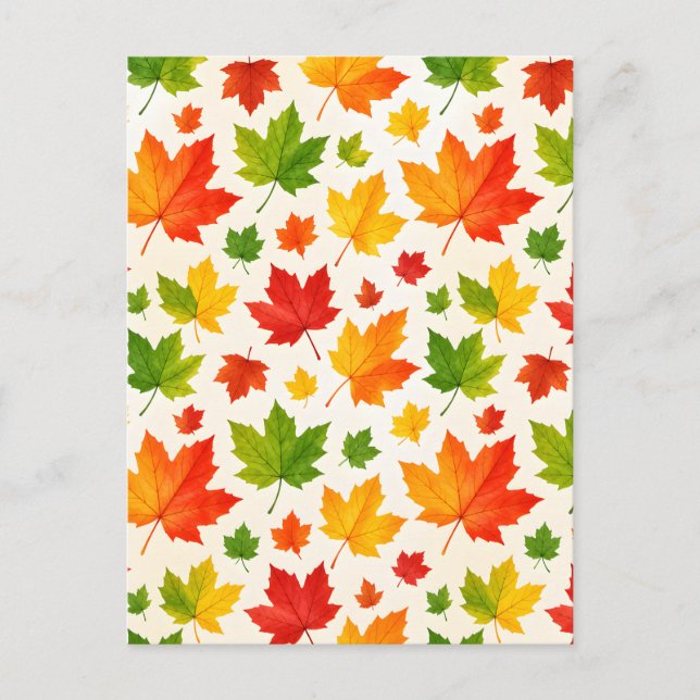 Seamless vector pattern of colourful autumn leaves postcard (Front)