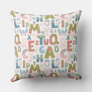 Seamless Vintage Alphabet Pattern Pillow