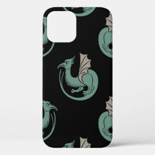 Seamless vintage animal pattern with winged mediev iPhone 12 case
