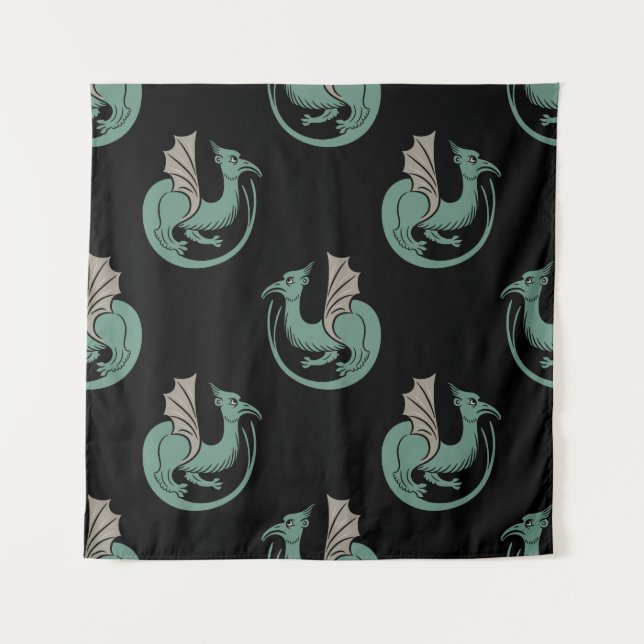 Seamless vintage animal pattern with winged mediev tapestry (Front)