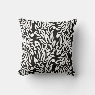 Seamless vintage black and white textile floral pa cushion
