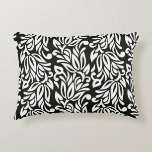 Seamless vintage black and white textile floral pa decorative cushion