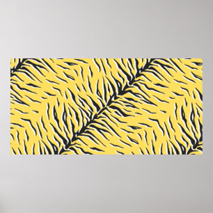 Seamless vintage black and yellow tiger pattern. S Poster
