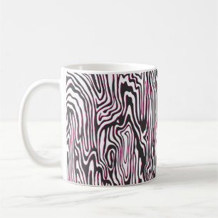 Seamless vintage black, white and pink outline wav coffee mug