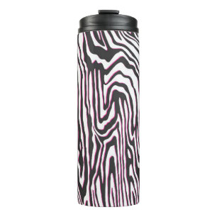 Seamless vintage black, white and pink outline wav thermal tumbler