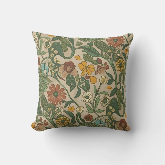 Seamless vintage botanical pattern  cushion (Front)