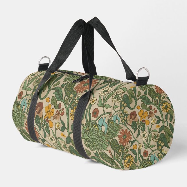 Seamless vintage botanical pattern  duffle bag (Left Corner)